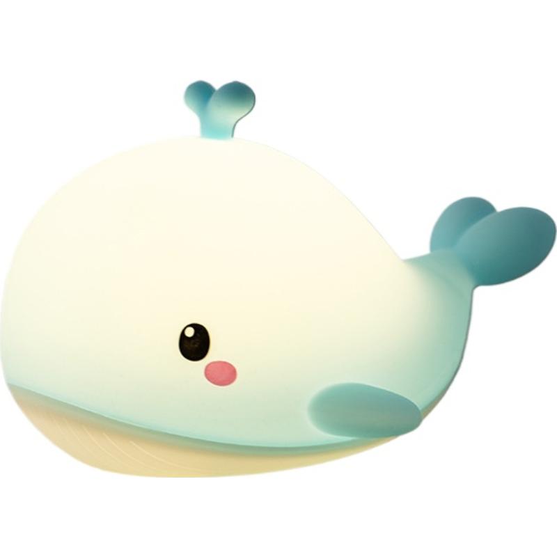 Whale Night Light, USB Rechargeable Bedside Silicone Lamp, Cute Pet-themed Children's Gift, Patting Lamp